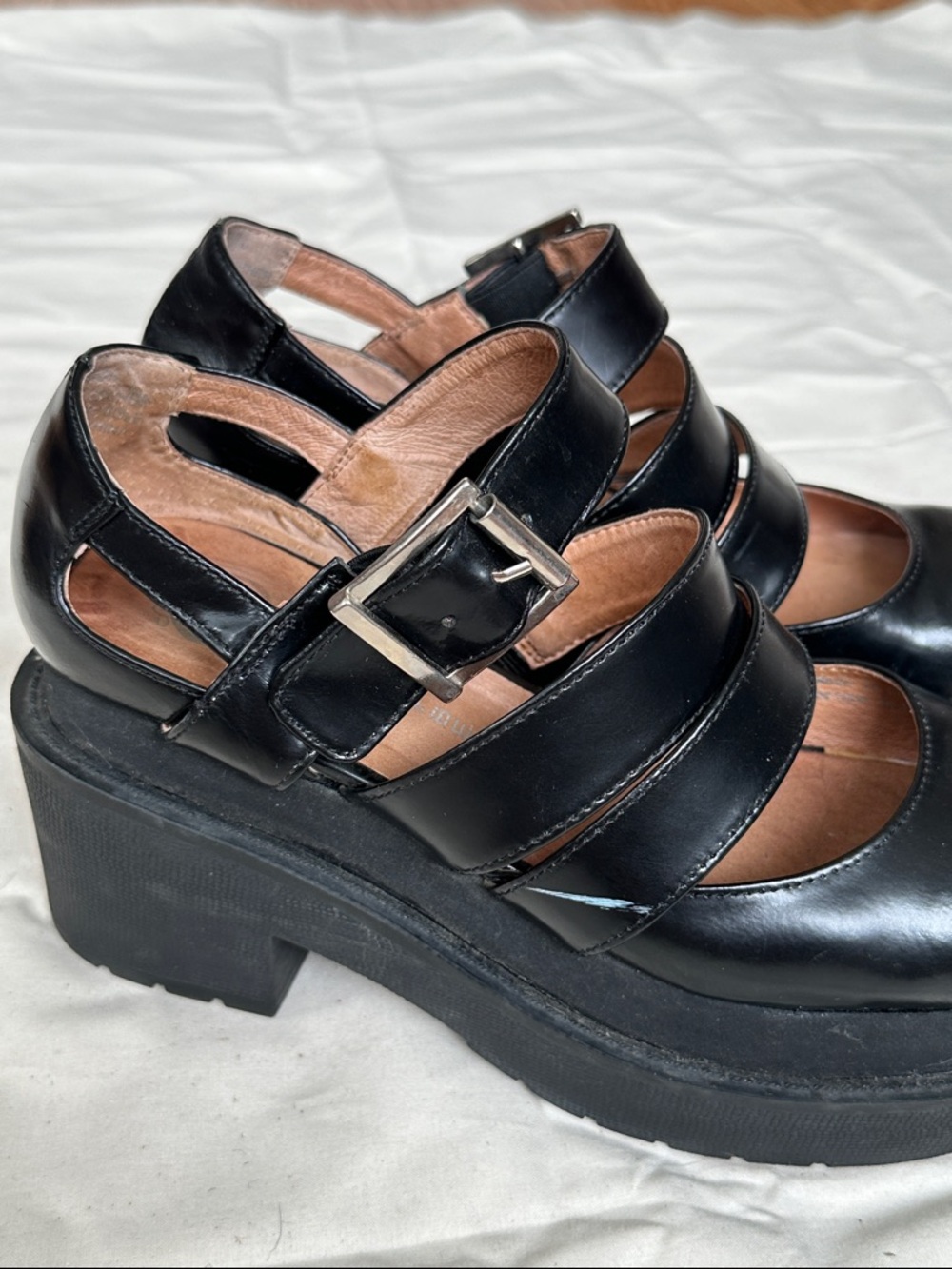 Jeffrey Campbell Black Triple-Strap Platform Mary Janes - Picture 6 of 11